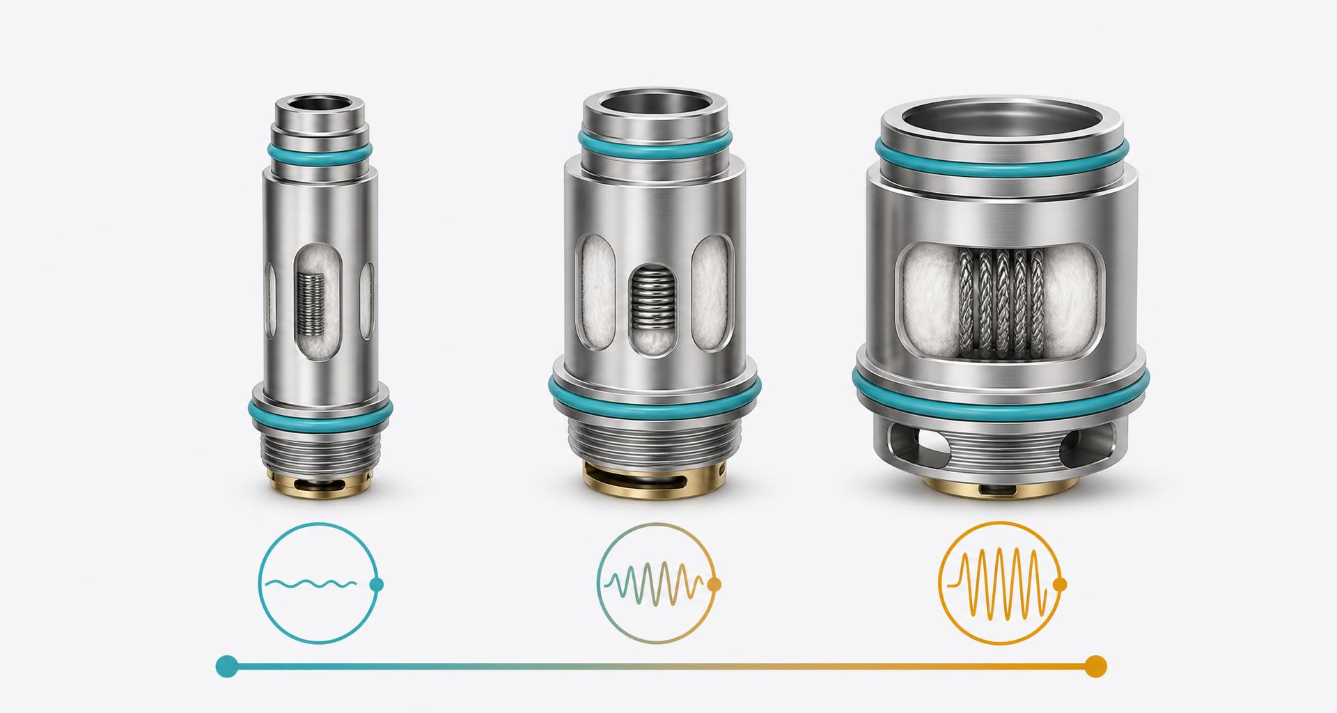 Résistances de 1,6 ohm, 0,8 ohm et 0,2 ohm côte à côte